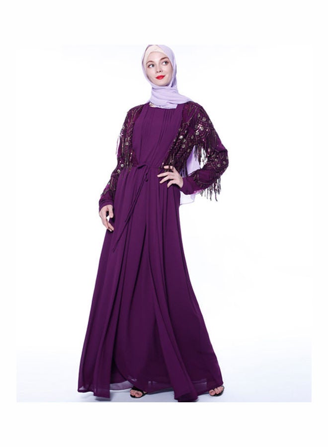فستان رداء عربي تركي أرجواني - Image 3