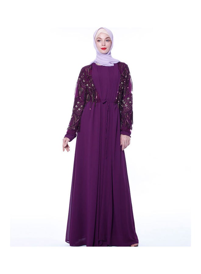 فستان رداء عربي تركي أرجواني - Image 4