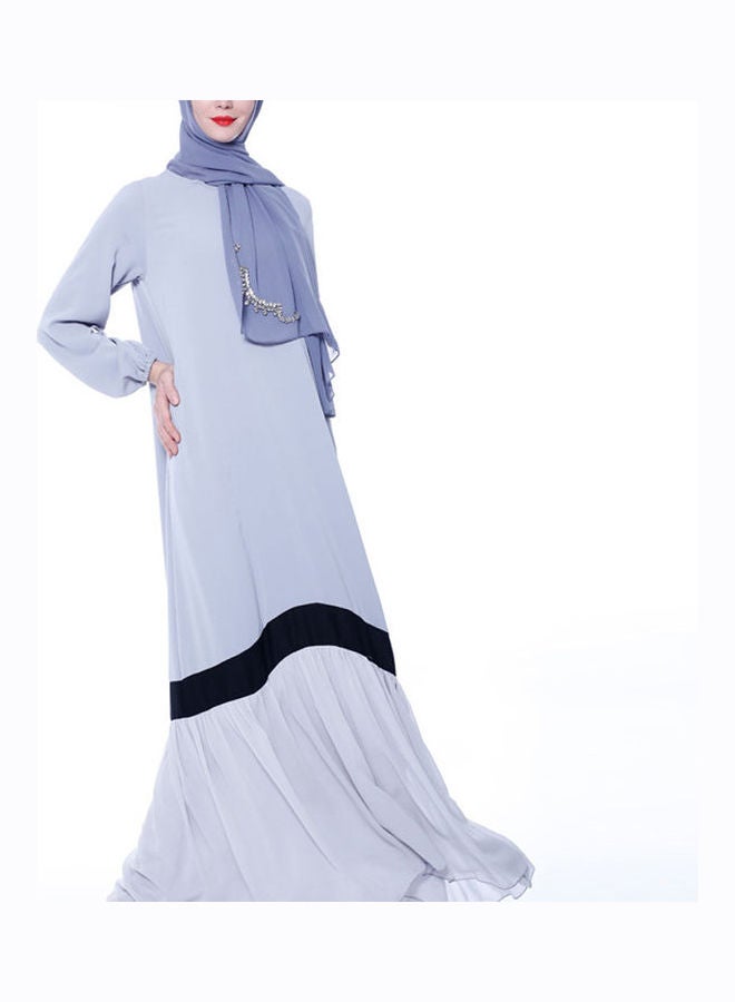 عباية سادة بأكمام طويلة أزرق فاتح/أسود  - Image 2