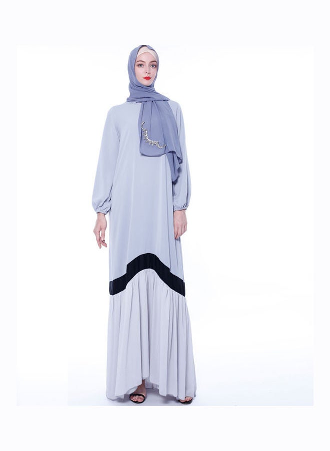 عباية سادة بأكمام طويلة أزرق فاتح/أسود  - Image 1