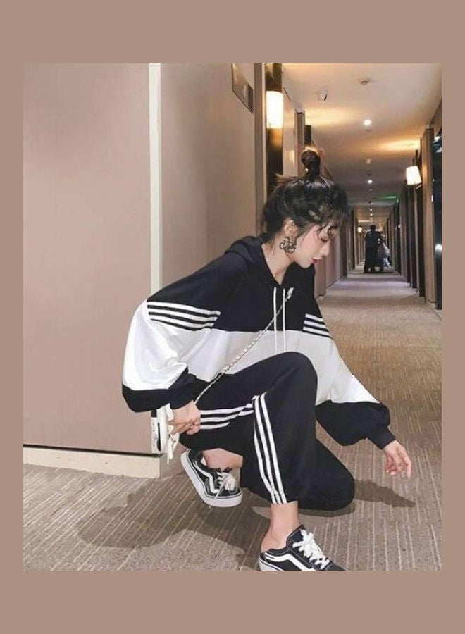 Autumn Outfit Two Piece Sportswear Suit Black  - Image 2