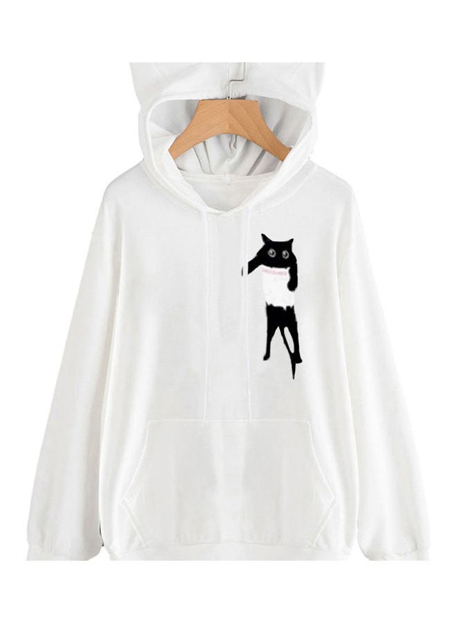 Generic - Cat Ears Hooded Long Sleeve Pullover Sweatshirt White - Image 1
