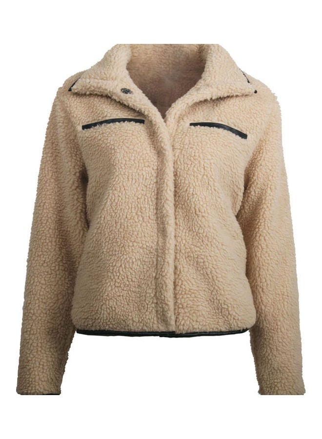 Generic - Woman's Imitation Fur Winter Coat Khaki - Image 1