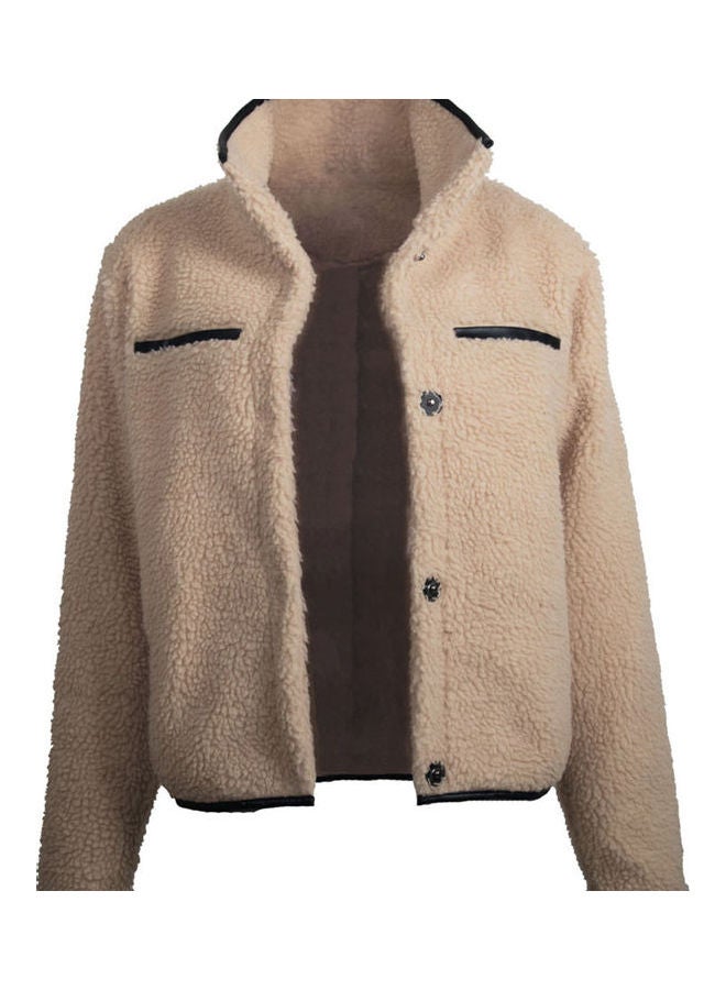 Generic - Woman's Imitation Fur Winter Coat Khaki - Image 1