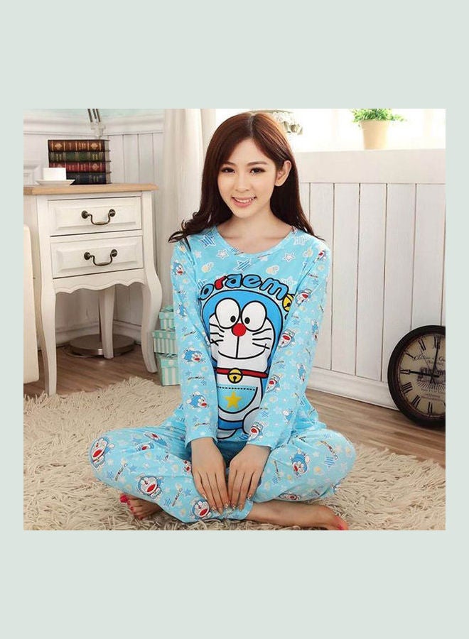 Autumn Winter Pajama Set for Homewear Blue - Image 1