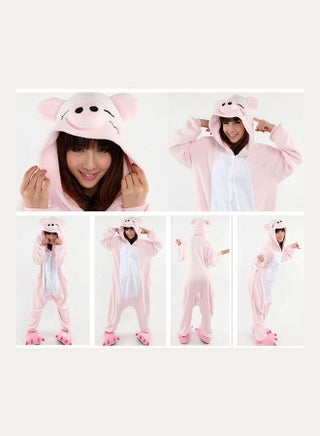 Cartoon Animal Shape Long Sleeve Flannel Jumpsuit Pink - v1608071303/N42988688V_1
