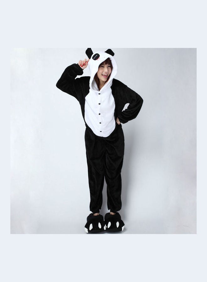 جمبسوت من الفلانيل بأكمام طويلة على شكل حيوان كرتوني باندا - Image 1