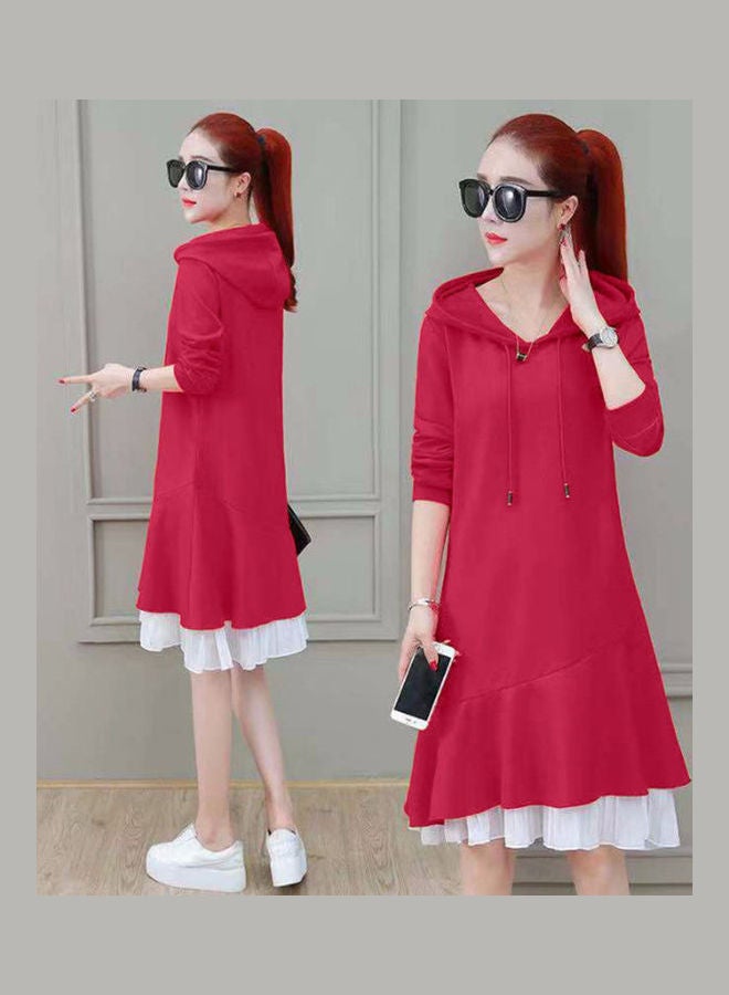 Falbala Hoodie Dress red - Image 1