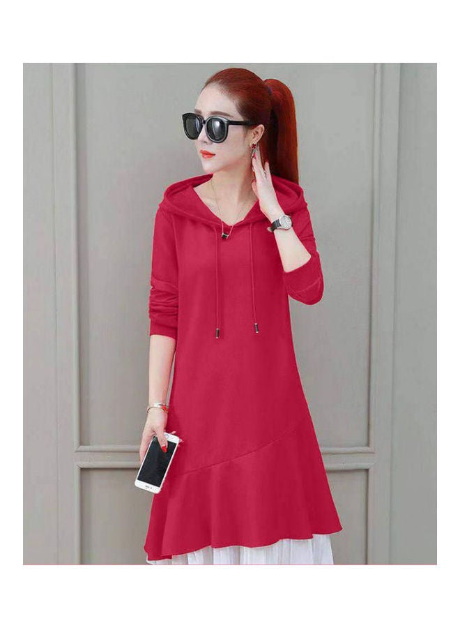 Falbala Hoodie Dress red - Image 4