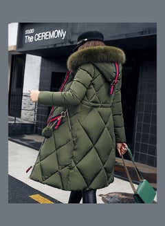 Cotton Long Furry Collar Overcoat red