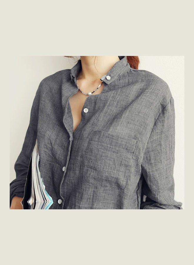 Solid Loose Sun-proof Shirt gray - Image 1