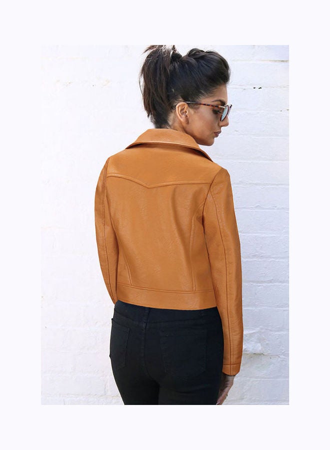 Embroidered Short Zip Up Jacket Brown/Red/Green - Image 2