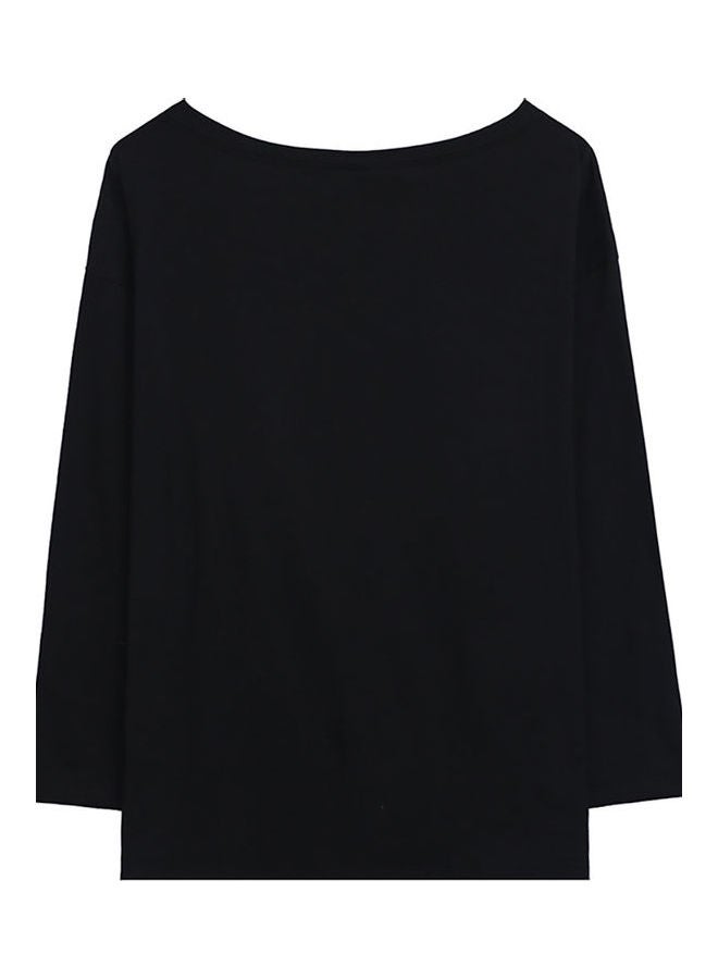 Solid Heart Embroidered T-Shirt Black/Red - Image 2