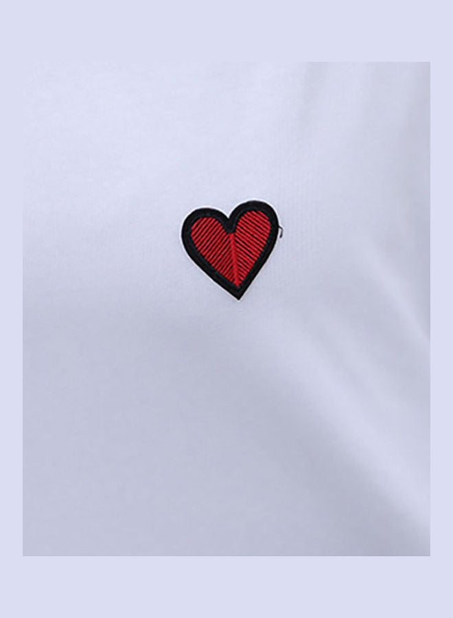 Solid Heart Embroidered T-Shirt White/Red - Image 5