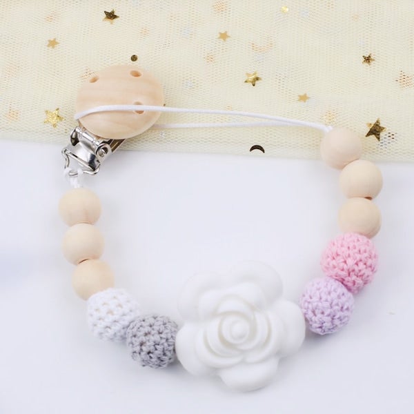 Rose Silicone Non-Toxic Baby Pacifier Chain - Image 4