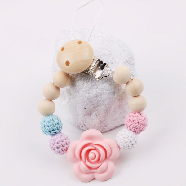 Rose Silicone Non-Toxic Baby Pacifier Chain - Image 5