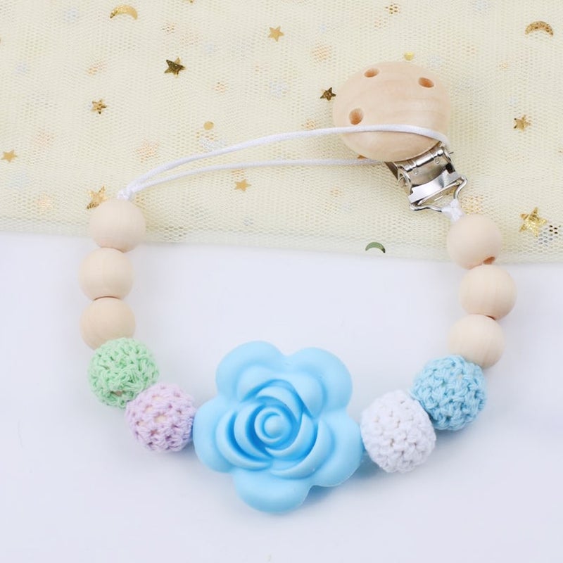 Rose Silicone Non-Toxic Baby Pacifier Chain - Image 1