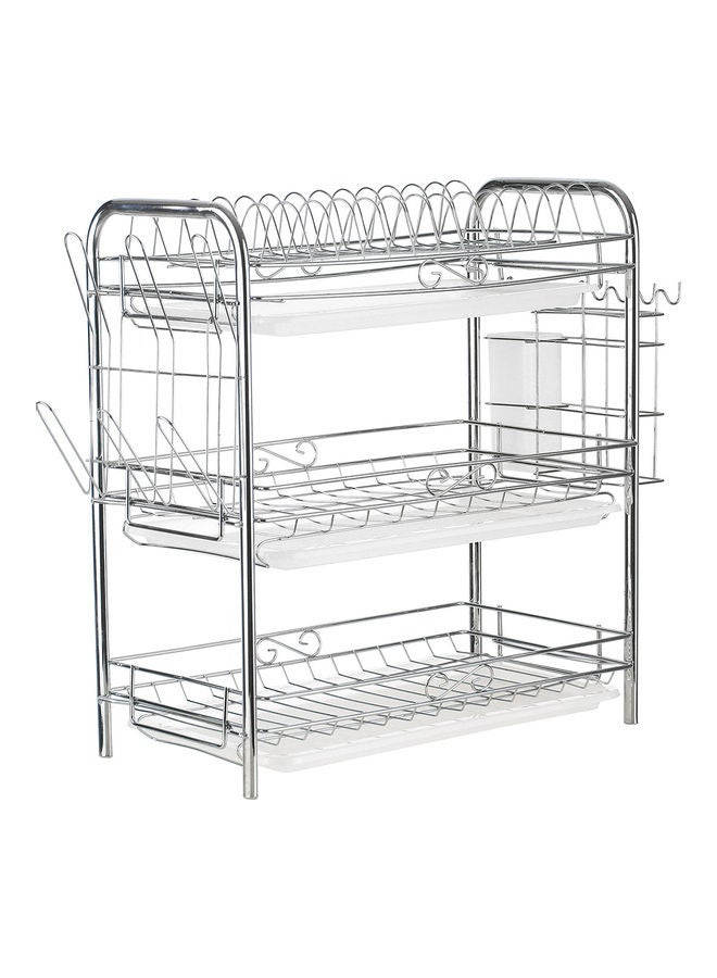 Three-Layer Snap-On Dish Rack Silver 49x18x25cm - Image 1