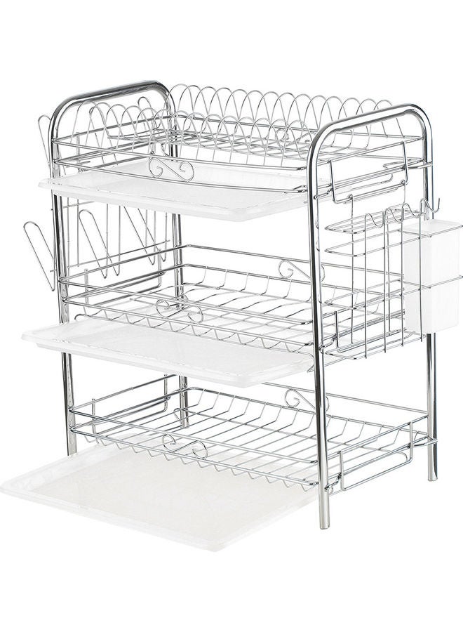 Three-Layer Snap-On Dish Rack Silver 49x18x25cm - Image 2