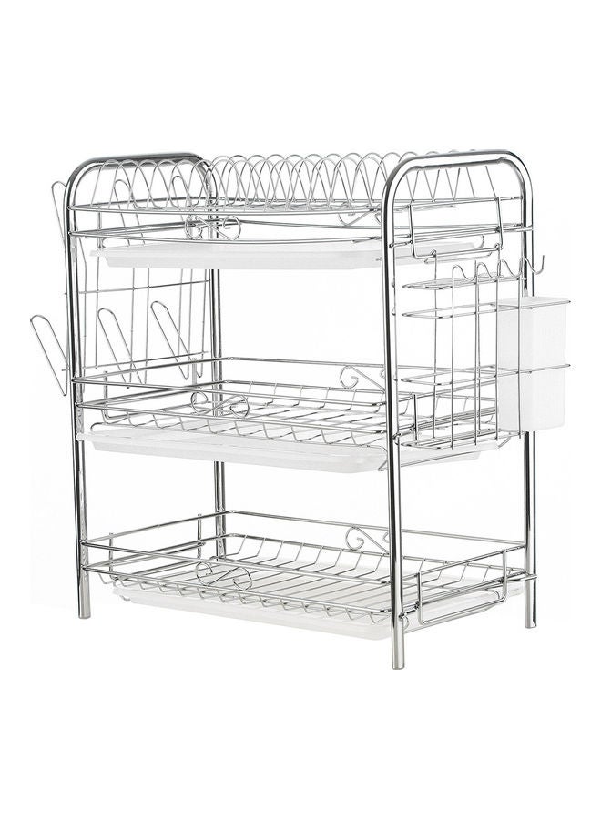 Three-Layer Snap-On Dish Rack Silver 49x18x25cm - Image 4