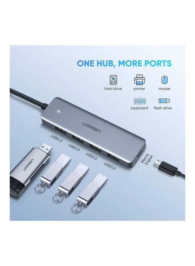 Type-C To 4-Port USB 3.0 Hub Grey