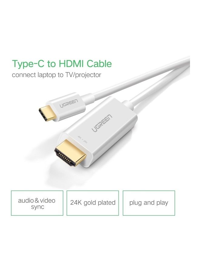 Ugreen - 30841 Type-C Male to HDMI Male 4K Cable (1.5m) White - Image 1