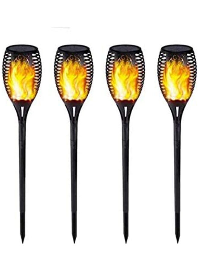 S-Color 4-Piece 96 LED Waterproof Flickering Flame Solar Light Black - Image 1