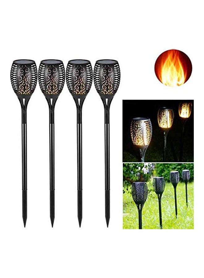 S-Color 4-Piece 96 LED Waterproof Flickering Flame Solar Light Black - Image 2