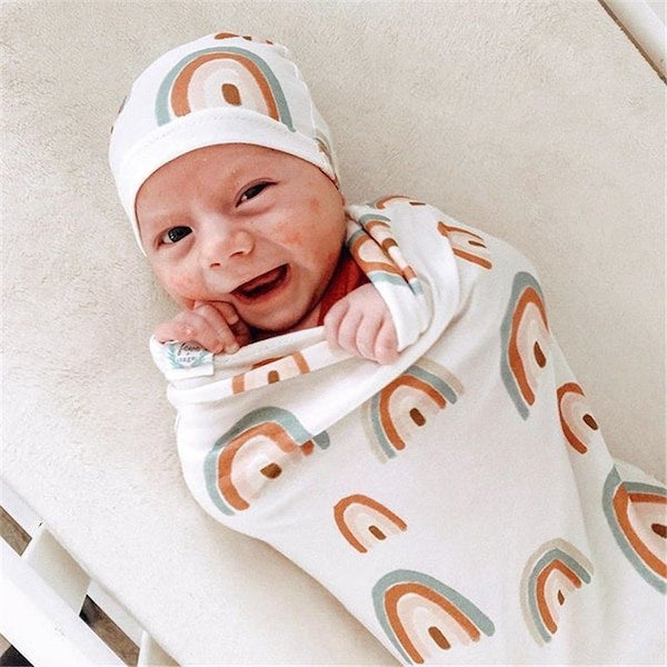 Generic 2-Piece INS Same Paragraph Autumn Winter Sunflower Printing Hug Baby Sleeping Bag & Hat Set  - Image 3