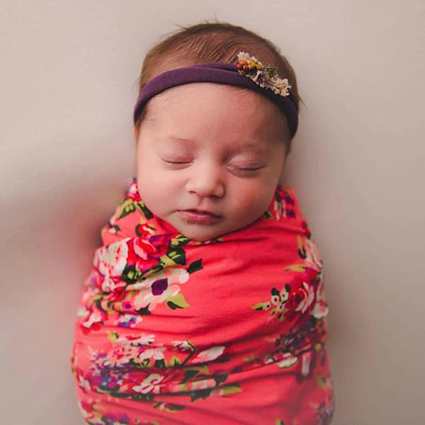 Floral Fashion Photo Props Baby's Blanket And Headwear Set - Image 3