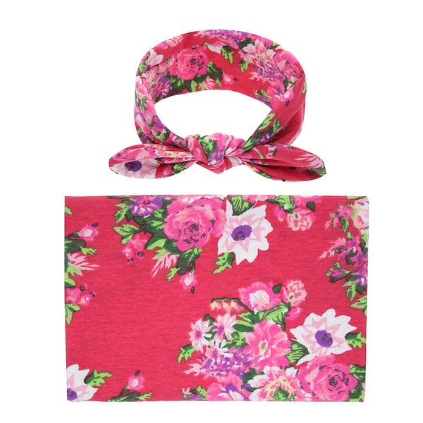 Floral Fashion Photo Props Baby's Blanket And Headwear Set - Image 4