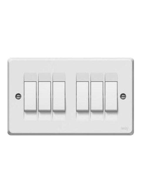 6 Gang 2 Way Light Switch White
