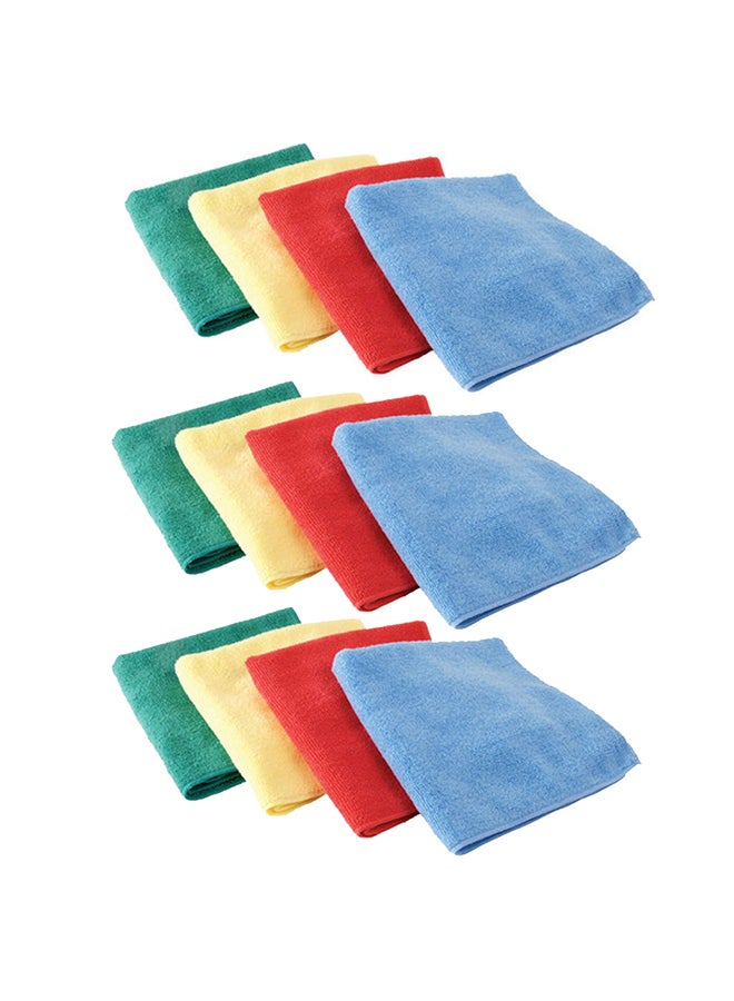12-Piece Multipurpose  Microfiber Cleaning Cloth Multicolour 40cm - Image 1
