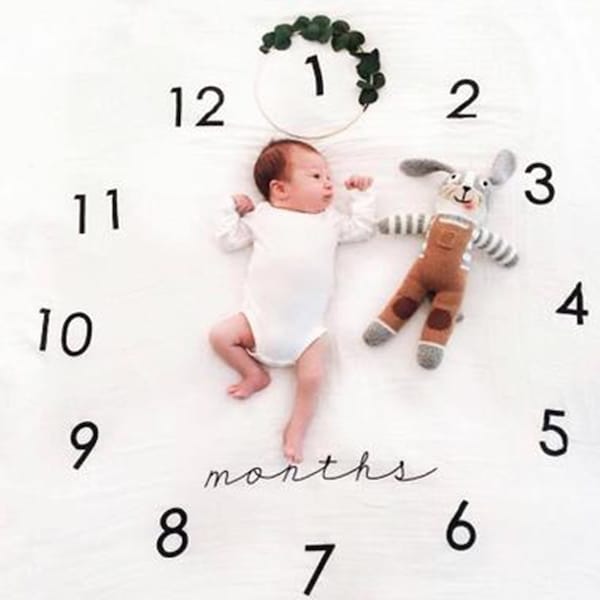 Milestone Baby Month Printed Soft Photography Prop Blanket - v1608125055/N42962423A_3