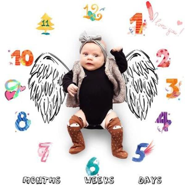 Milestone Baby Month Printed Soft Photography Prop Blanket - v1608125055/N42962423A_4