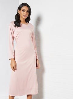 Basic Maxi Dress With Waist Tie Pink - v1608125715/N41325600V_1