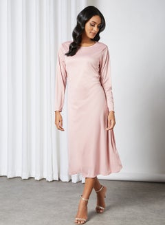 Basic Maxi Dress With Waist Tie Pink - v1608125715/N41325600V_3