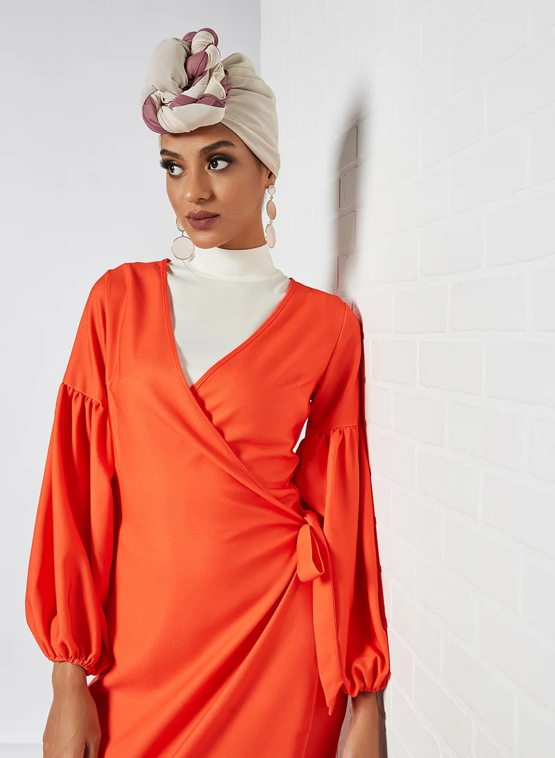 SIVVI for HANIYA Wrapover Maxi Dress Red