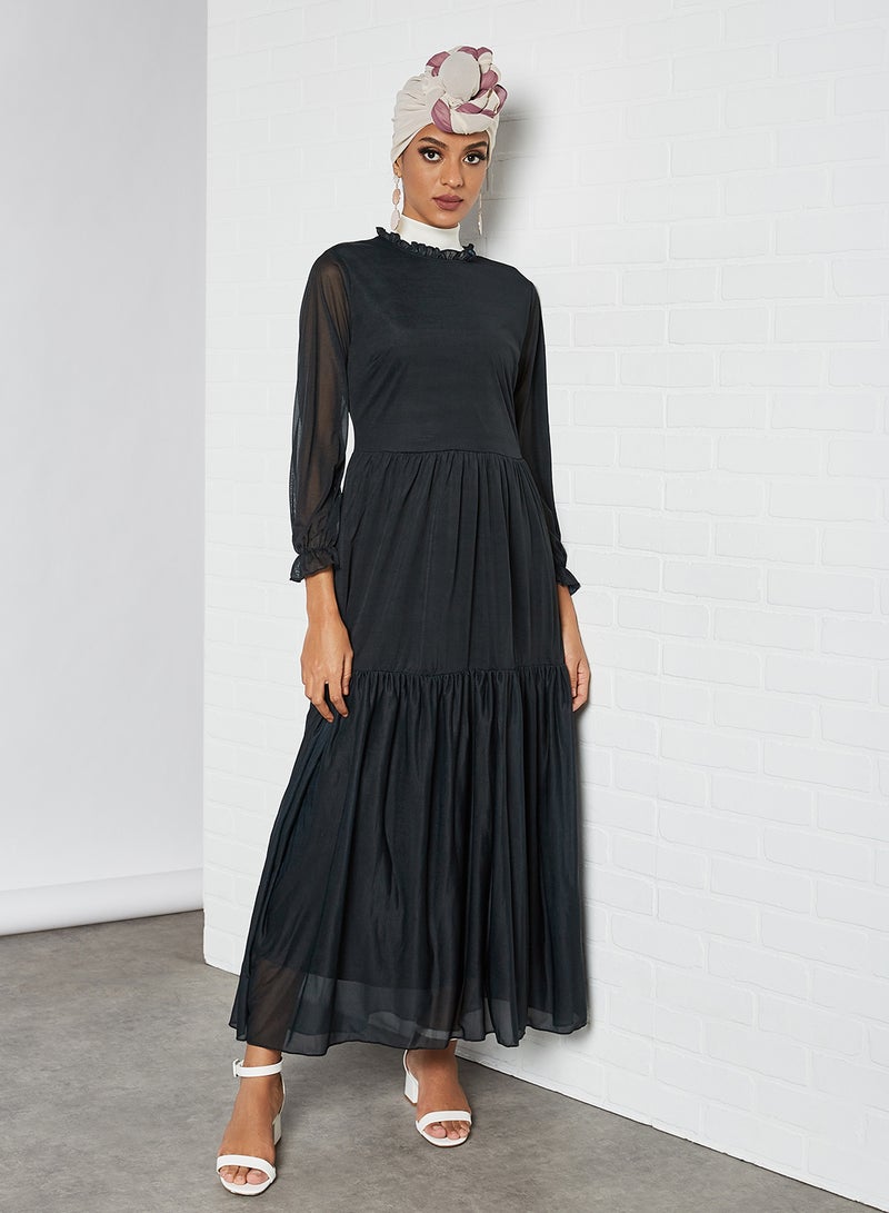 SIVVI for HANIYA - High Neck Tiered Dress Black - Image 1