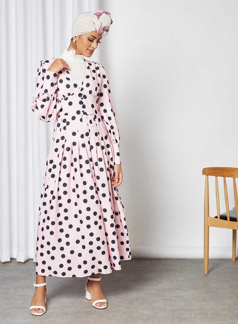 Button Detail Polka Dot Maxi Dress Pink - v1608125720/N41325779V_1