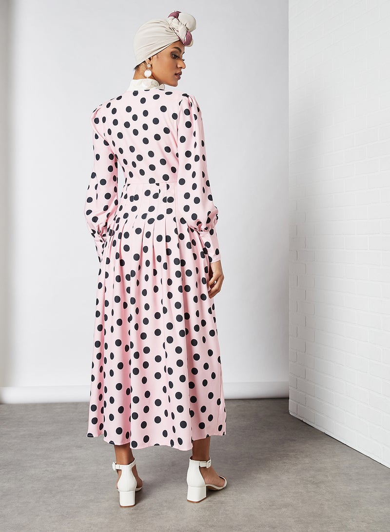 Button Detail Polka Dot Maxi Dress Pink - v1608125720/N41325779V_2