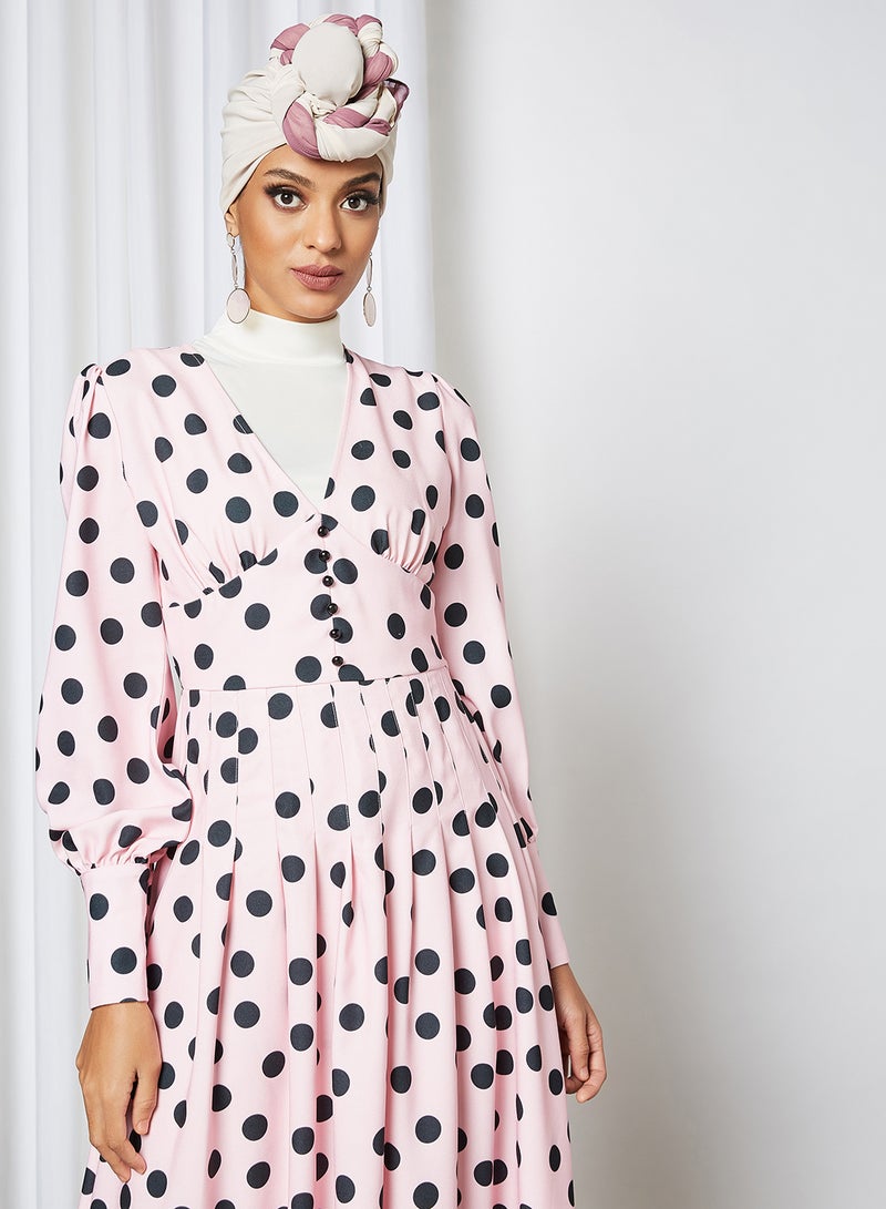 Button Detail Polka Dot Maxi Dress Pink - v1608125720/N41325779V_3