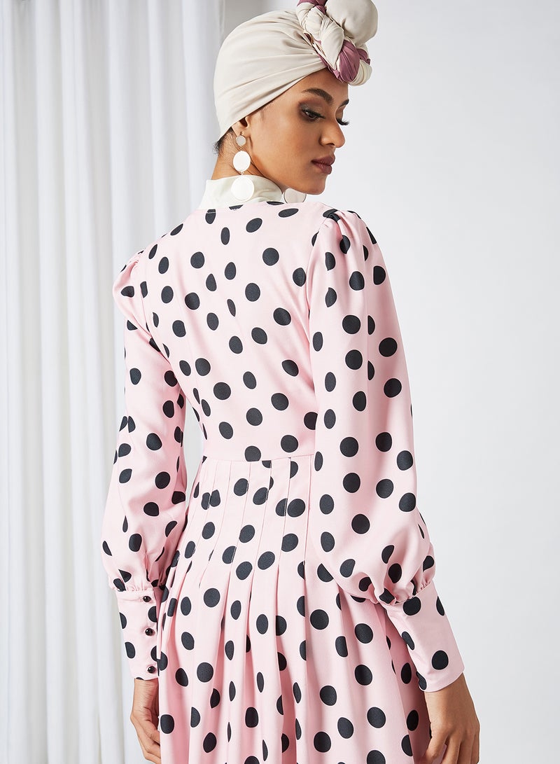 Button Detail Polka Dot Maxi Dress Pink - v1608125720/N41325779V_4