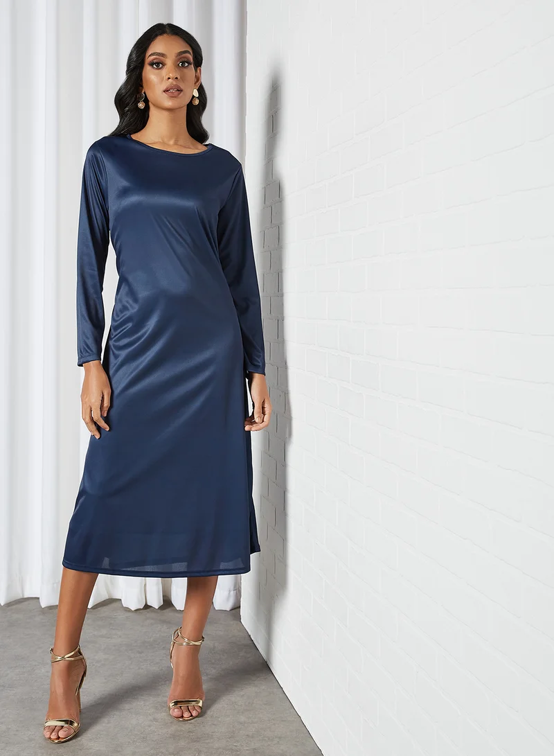 SIVVI for HANIYA Basic Maxi Dress With Waist Tie Blue