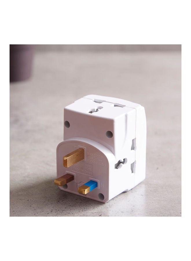 هوم بوكس مشترك كهربائي 3 مقابس بمفاتيح من أوشتراكو أبيض - Image 2