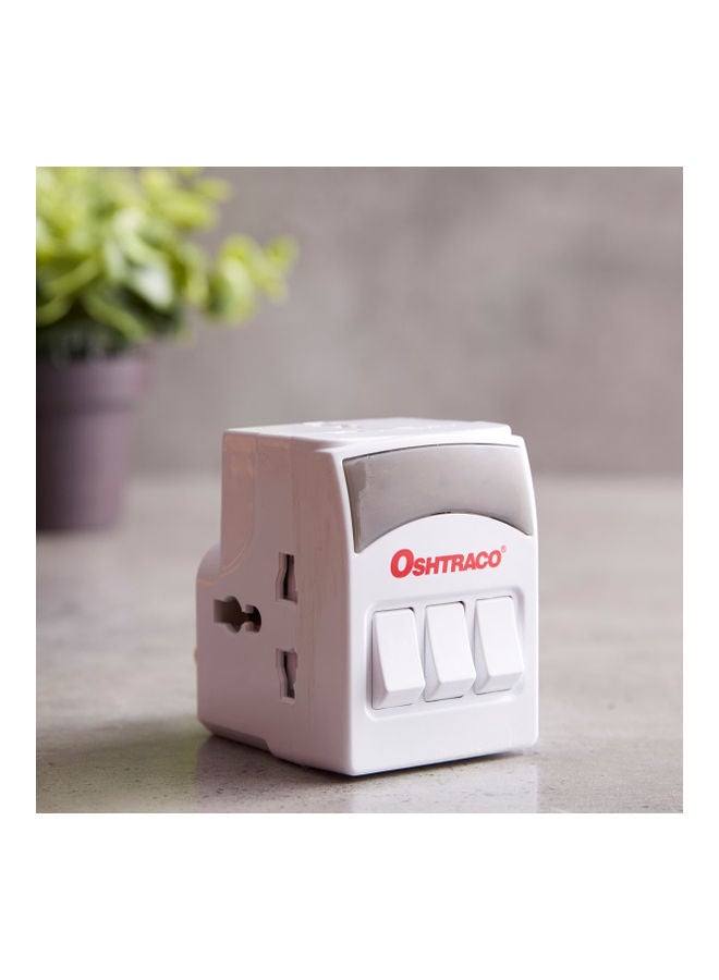 هوم بوكس مشترك كهربائي 3 مقابس بمفاتيح من أوشتراكو أبيض - Image 1