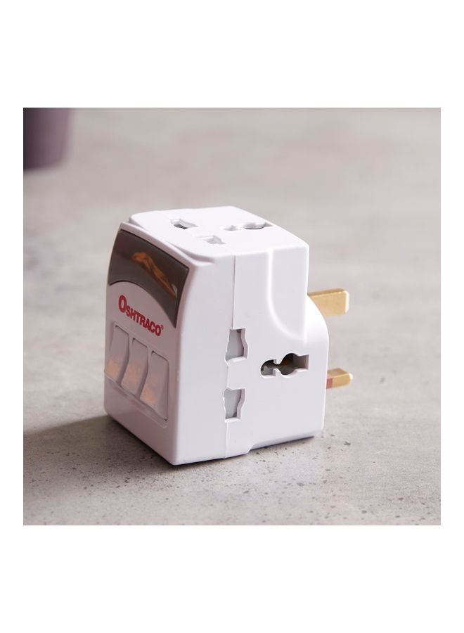 هوم بوكس مشترك كهربائي 3 مقابس بمفاتيح من أوشتراكو أبيض - Image 3