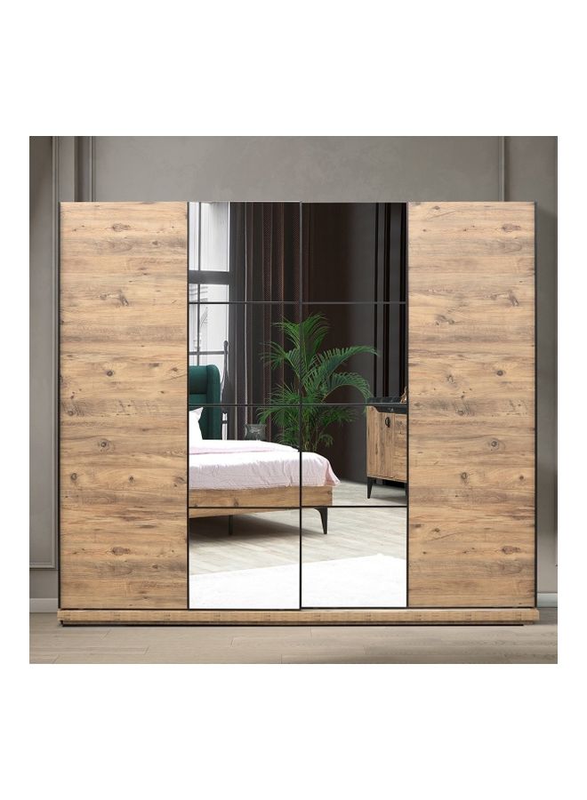 Lisbon Sliding Door Wardrobe With Mirror Beige 213 x 244cm