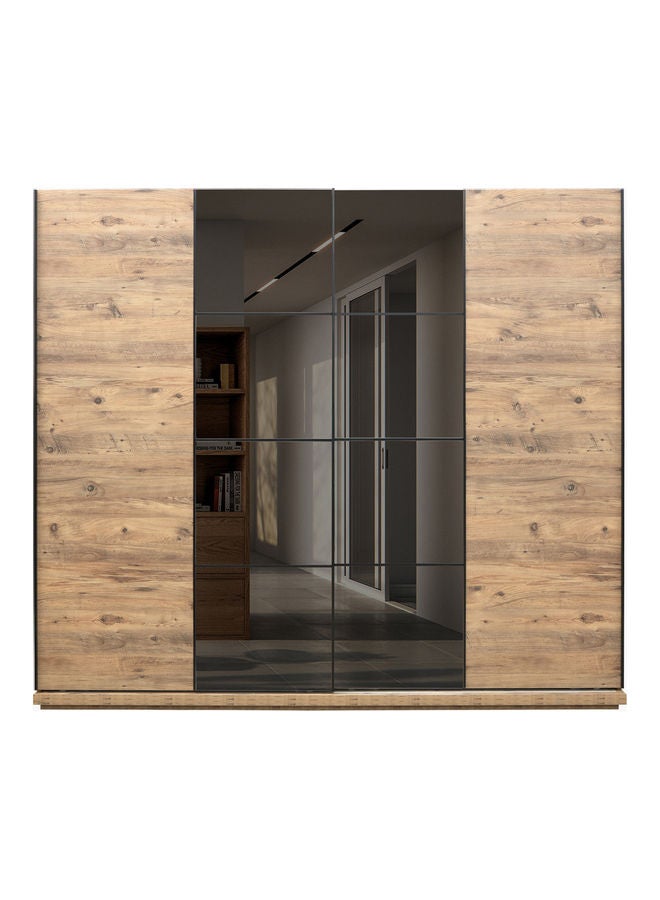 Lisbon Sliding Door Wardrobe With Mirror Beige 213 x 244cm