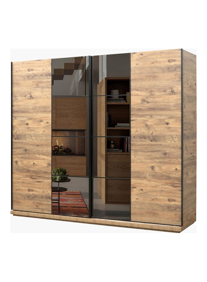 Lisbon Sliding Door Wardrobe With Mirror Beige 213 x 244cm